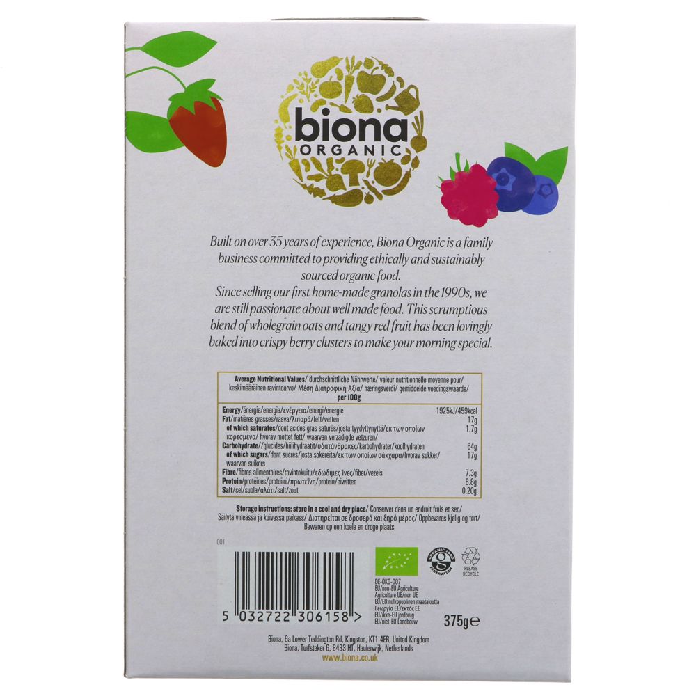 Organic Wild Berry Granola 375g - Biona - Granola - Eco Natural Products