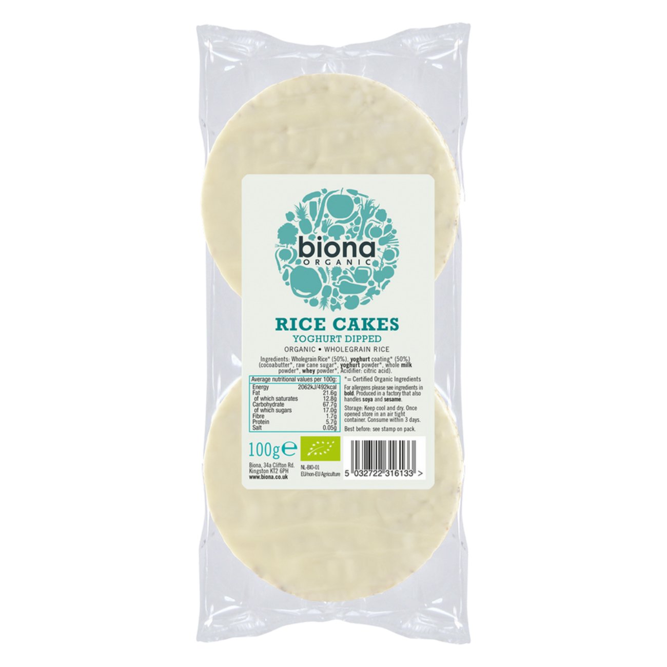 Organic Yoghurt Coated Rice Cakes 100g - Biona - Rice Cake - Eco Natural Products