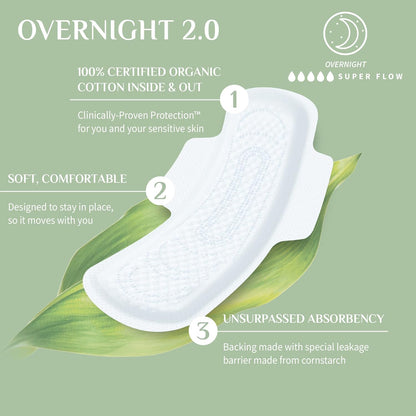 Organyc Organic Extra and Overnight Pads 7's - Organyc - Feminine Sanitary Supplies - Eco Natural Products