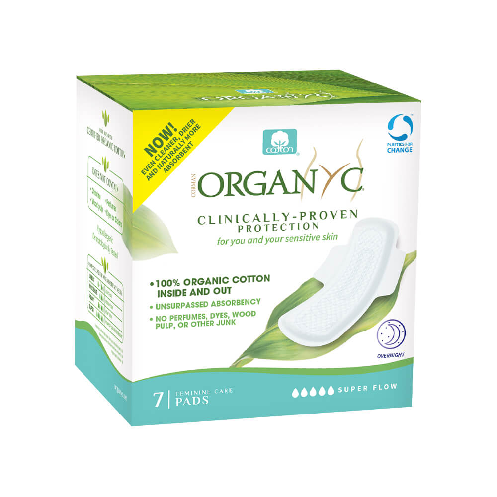 Organyc Organic Extra and Overnight Pads 7's - Organyc - Feminine Sanitary Supplies - Eco Natural Products