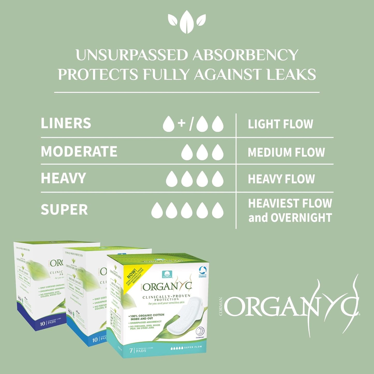 Organyc Organic Extra and Overnight Pads 7's - Organyc - Feminine Sanitary Supplies - Eco Natural Products