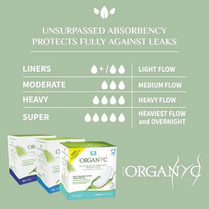 Organyc Organic Extra and Overnight Pads 7's - Organyc - Feminine Sanitary Supplies - Eco Natural Products