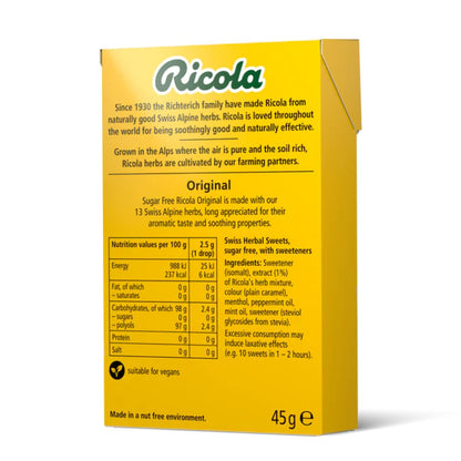 Original Sugar Free with Stevia Swiss Herbal Sweets 45g - Ricola - Herbal sweets - Eco Natural Products
