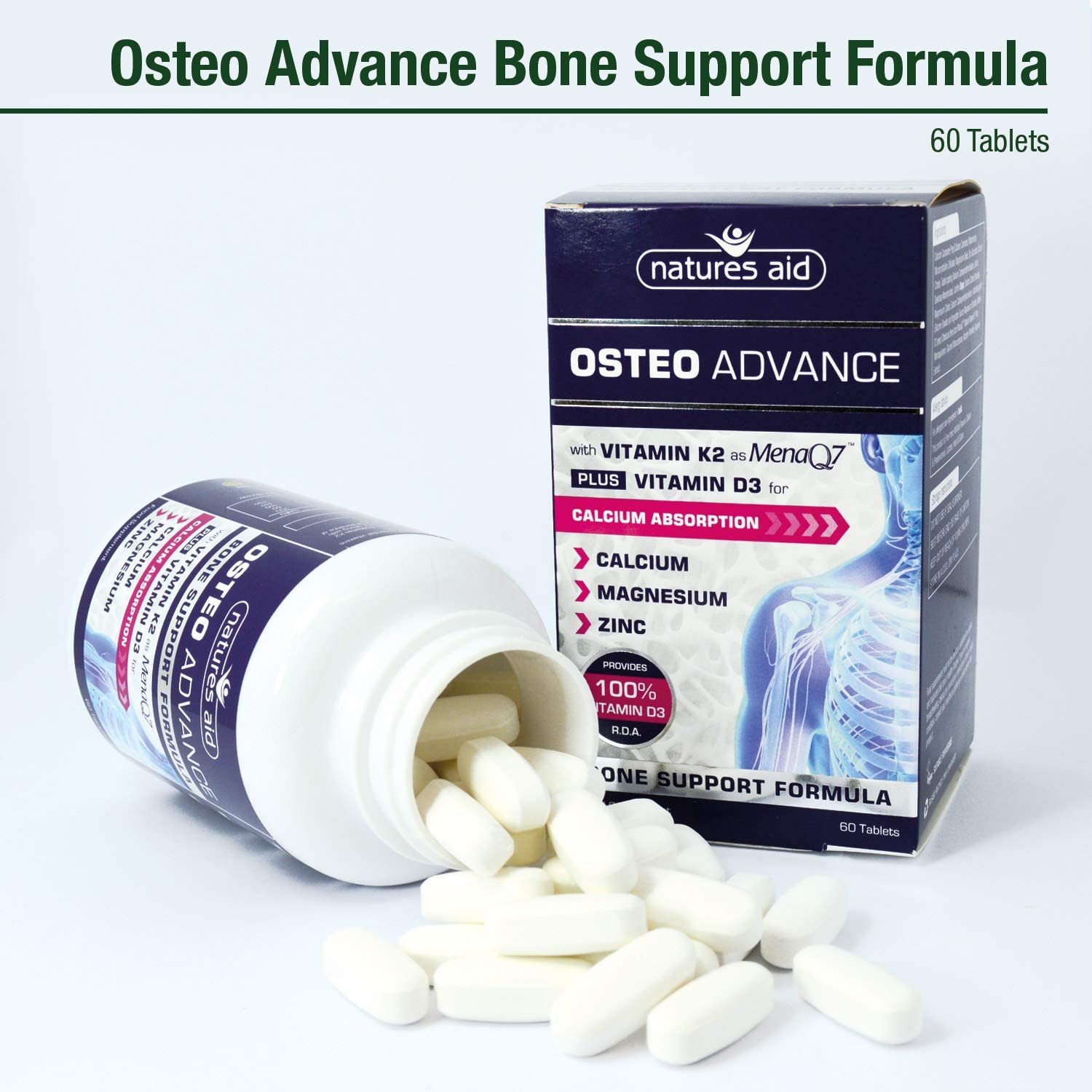 Osteo Advance 60 Tablets - Natures Aid - Vitamins & Supplements - Eco Natural Products