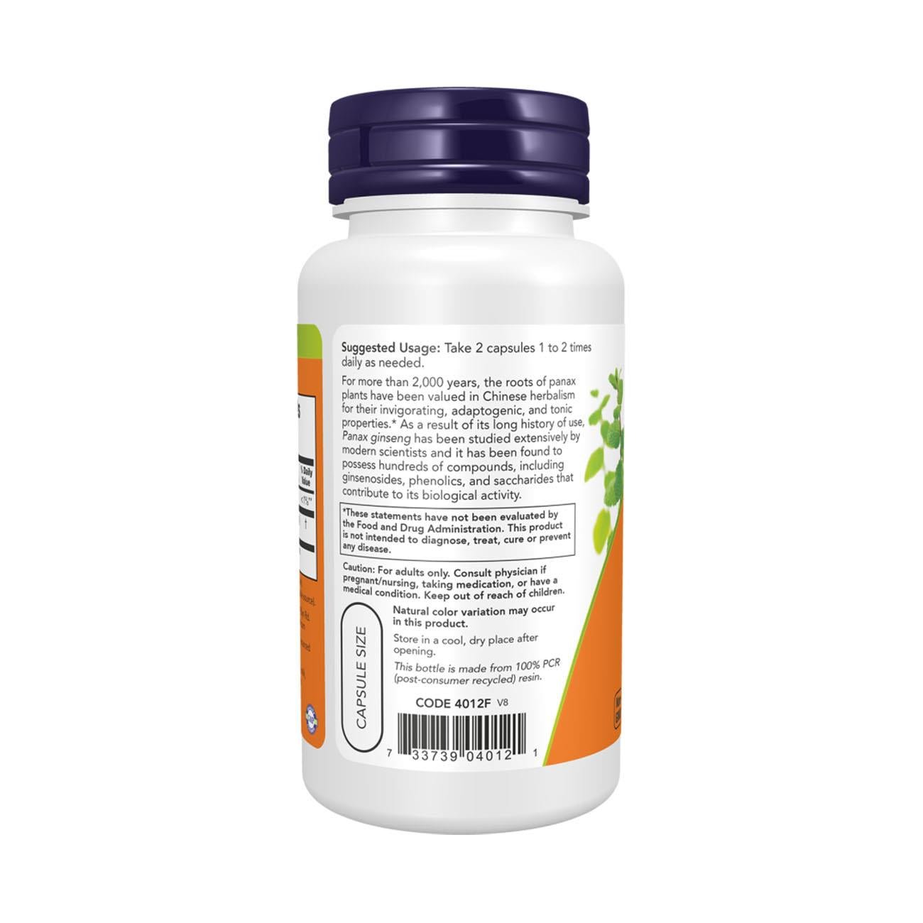 Panax Ginseng 500mg 100 Caps - NOW Foods - NOW Foods