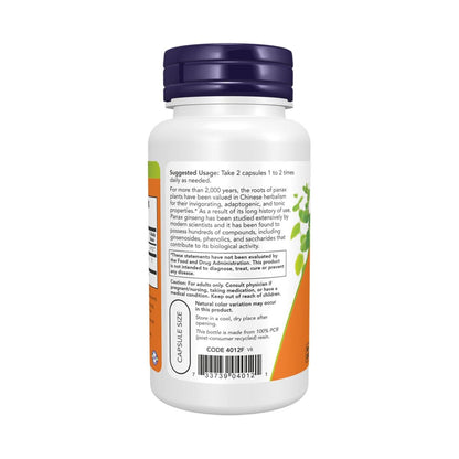 Panax Ginseng 500mg 100 Caps - NOW Foods - NOW Foods