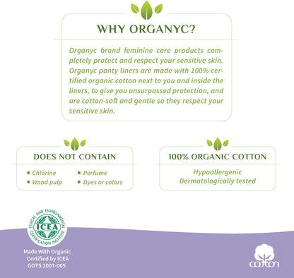 Panty Liners Flat Light Flow 24 per pack - Organyc - Feminine Sanitary Supplies - Eco Natural Products