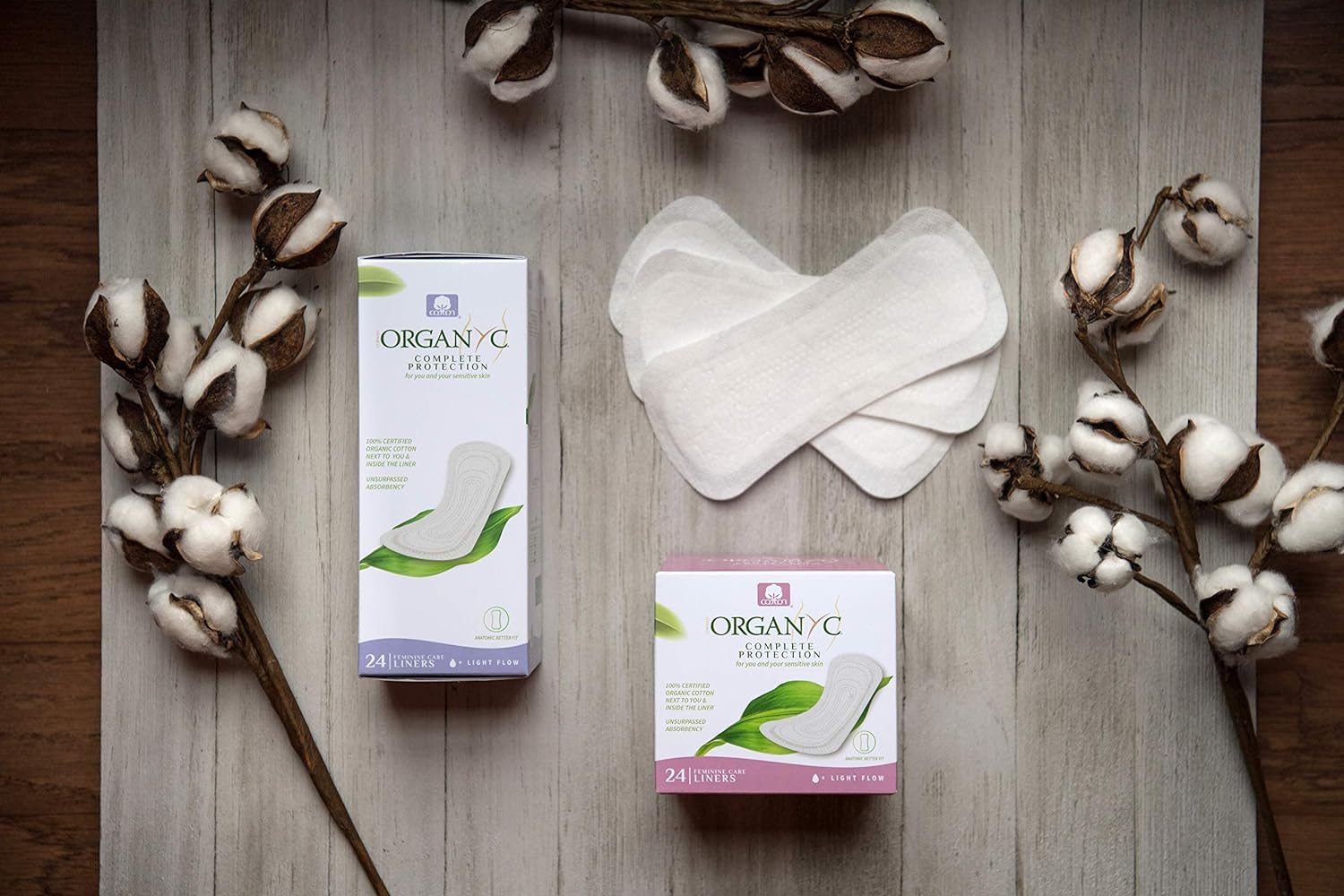 Panty Liners Flat Light Flow 24 per pack - Organyc - Feminine Sanitary Supplies - Eco Natural Products