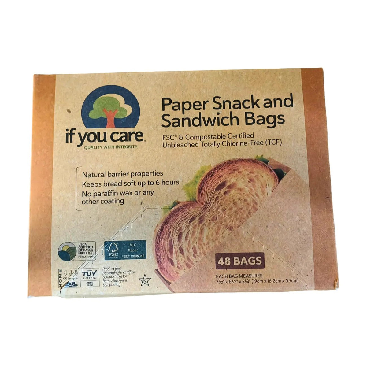 Paper Snack & Sandwich Bags 48's - If You Care - Household Paper Products - If You Care