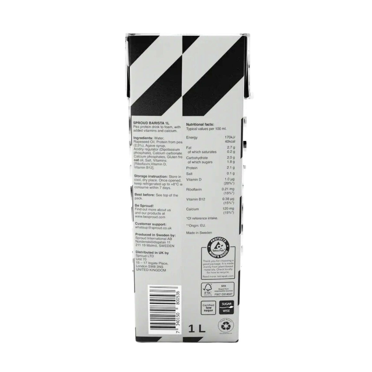 Pea Protein Milk Barista 1l - Sproud - Milk Alternative - Eco Natural Products