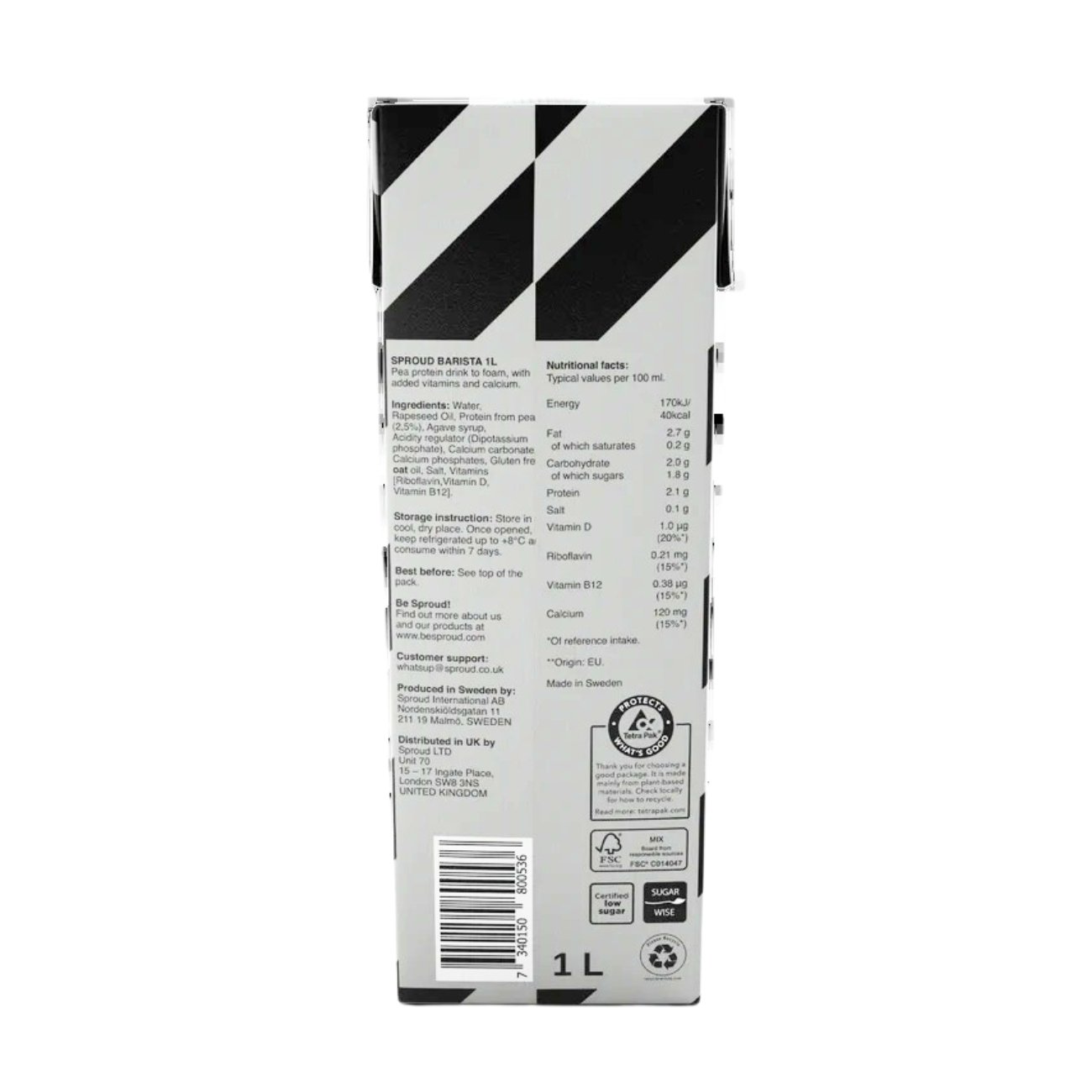 Pea Protein Milk Barista 1l - Sproud - Milk Alternative - Eco Natural Products