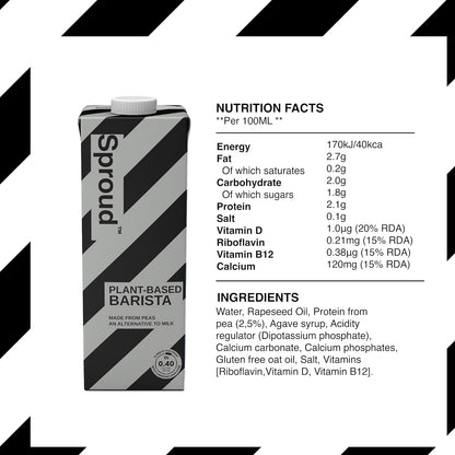 Pea Protein Milk Barista 1l - Sproud - Milk Alternative - Eco Natural Products