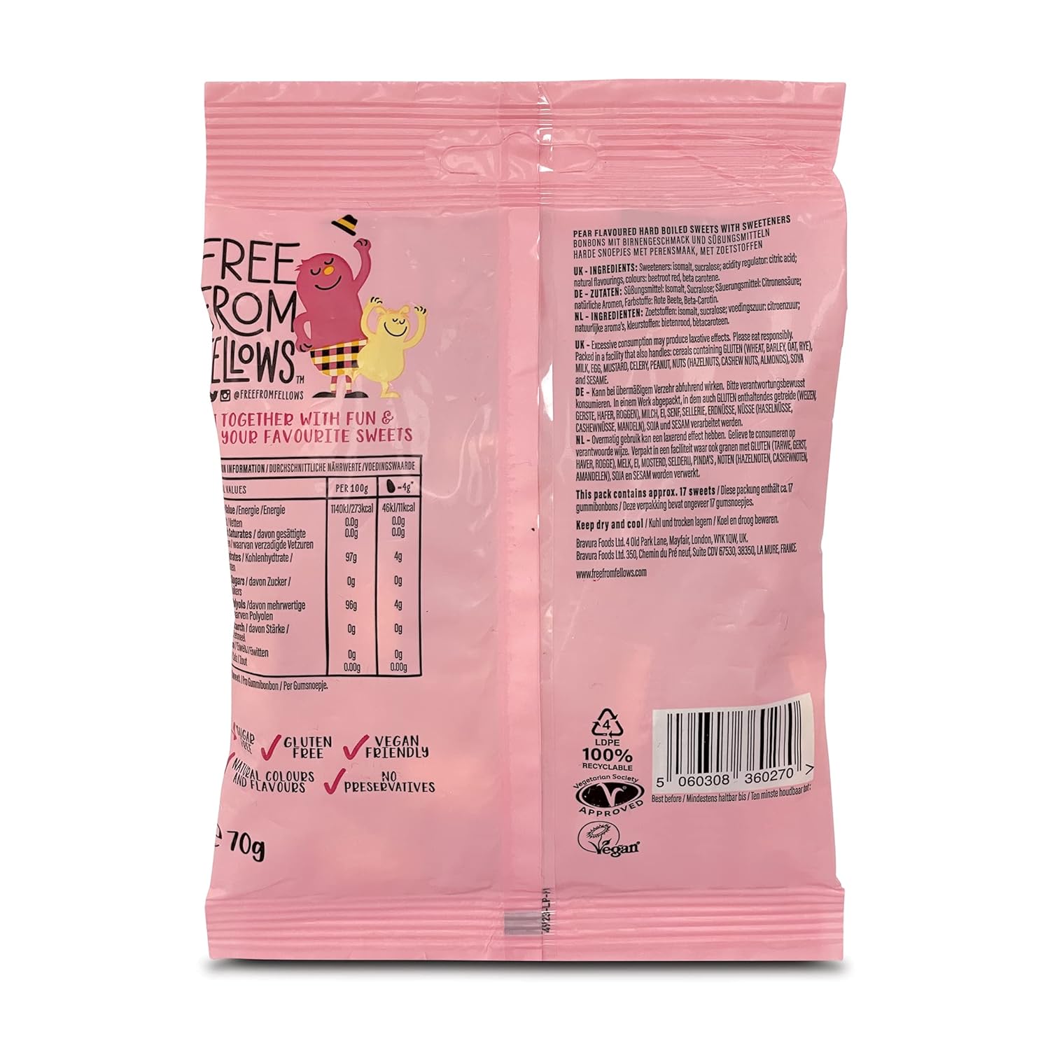 Pear Drops Sweets 70g [BLACK FRIDAY] - Eco Natural Products - Free from fellows - Sweets