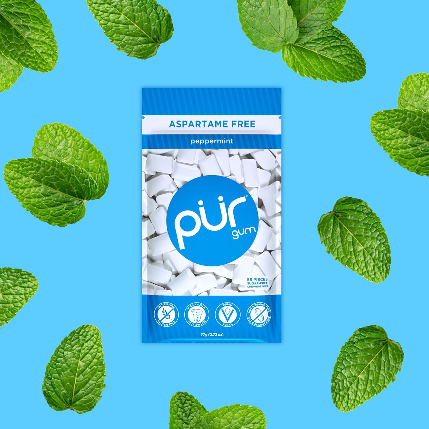 Peppermint Gum Bag 77g - Pur - Gum - Eco Natural Products