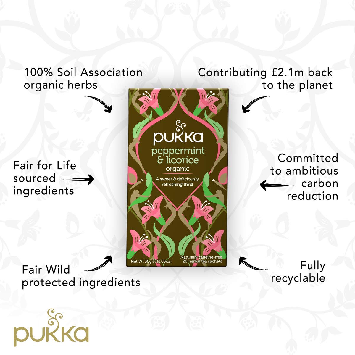Peppermint & Licorice 20 Tea Bags - Pukka Herbs - Tea herbal - Eco Natural Products