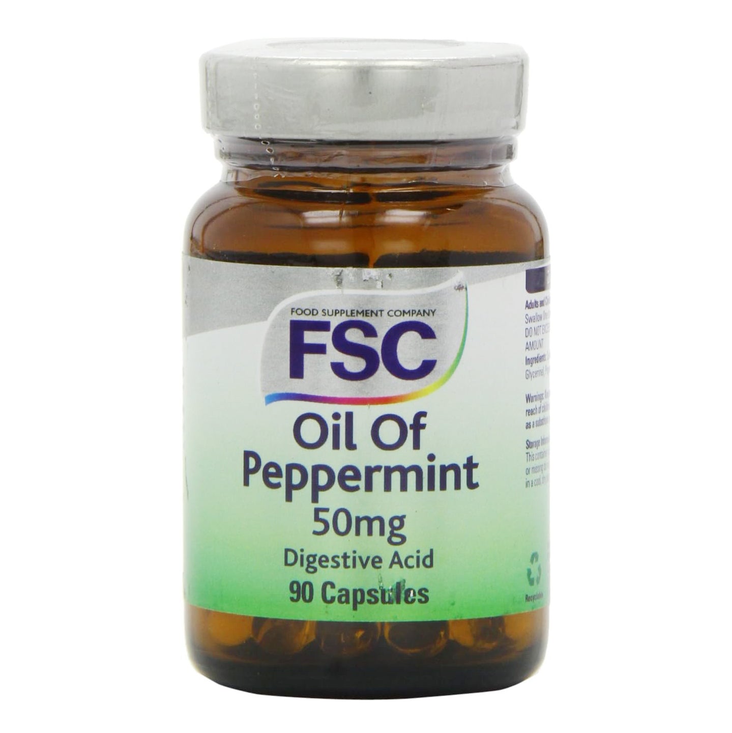 Peppermint Oil 50mg 90 Capsules - FSC - Food suplements - Eco Natural Products