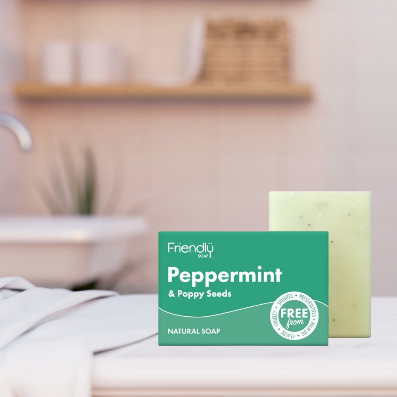 Peppermint & Poppyseed Soap 95g - Friendly Soap - Bar Soap - Eco Natural Products