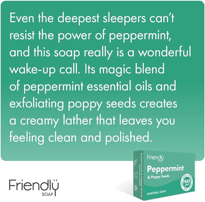 Peppermint & Poppyseed Soap 95g - Friendly Soap - Bar Soap - Eco Natural Products