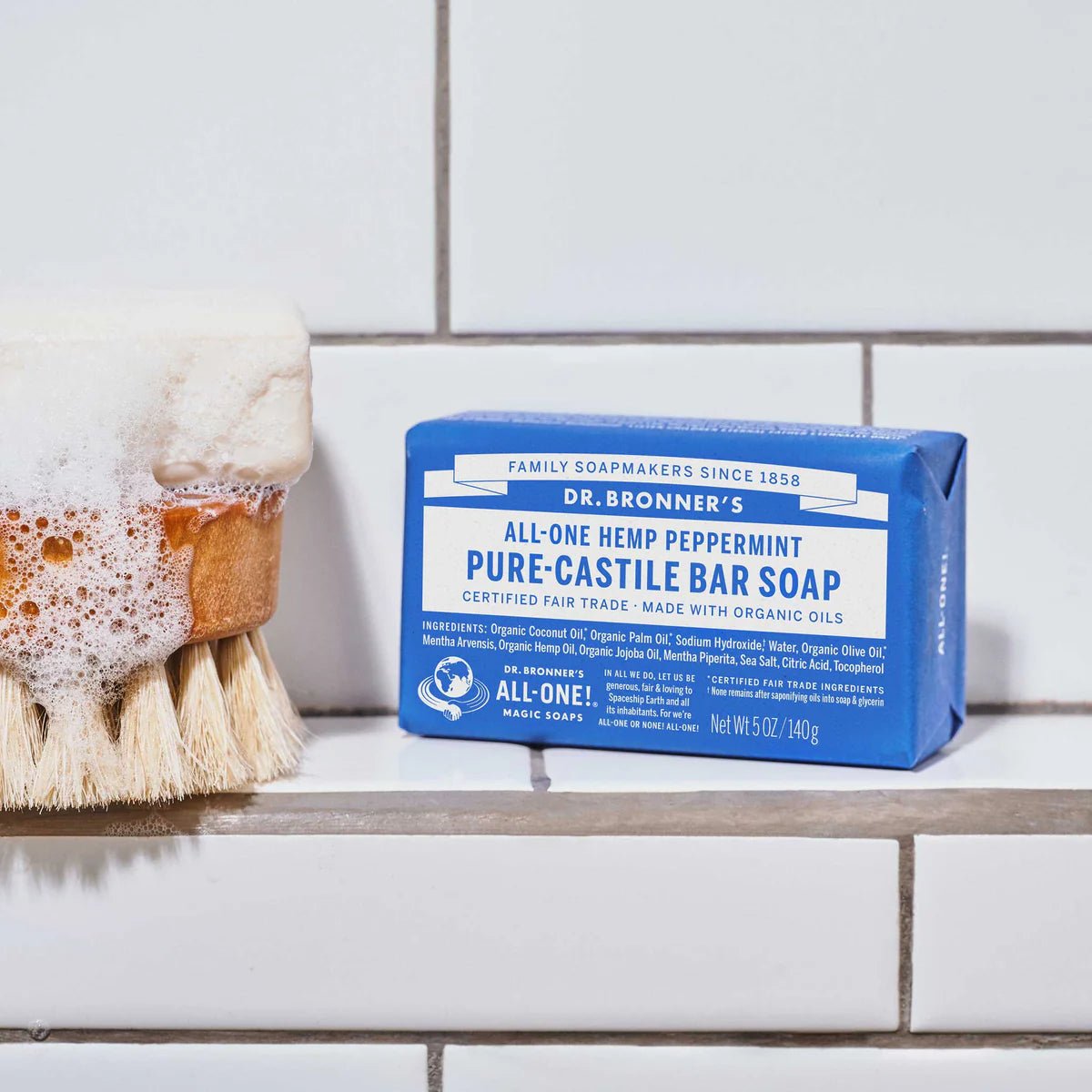 Peppermint Pure - Castile Bar Soap 140g - Dr. Bronner - Bar Soap - Eco Natural Products