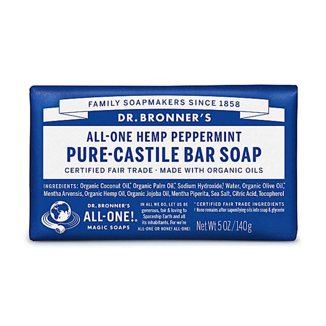 Peppermint Pure - Castile Bar Soap 140g - Dr. Bronner - Bar Soap - Dr. Bronner