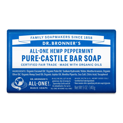 Peppermint Pure - Castile Bar Soap 140g - Dr. Bronner - Bar Soap - Eco Natural Products