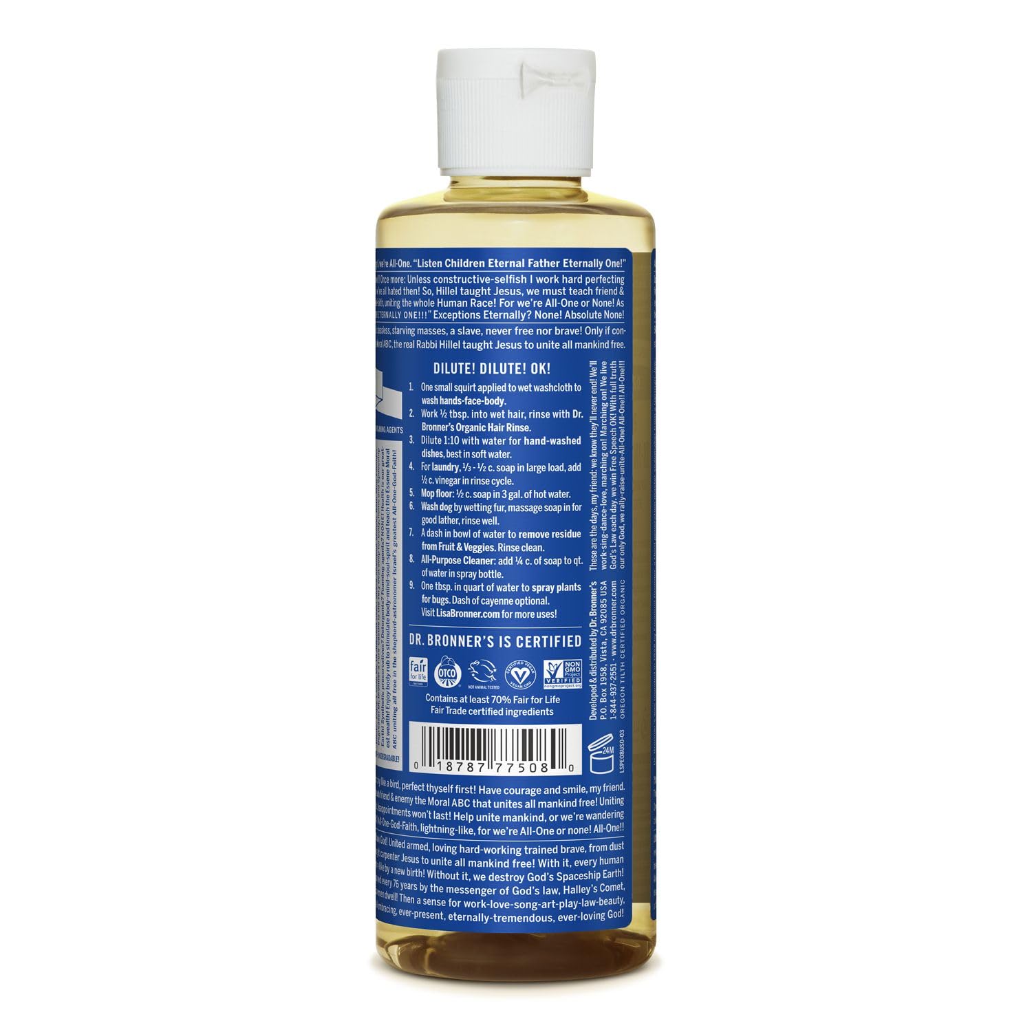 Peppermint Pure - Castile Liquid Soap 237ml [BLACK FRIDAY] - Eco Natural Products - Dr. Bronner - Liquid Soap