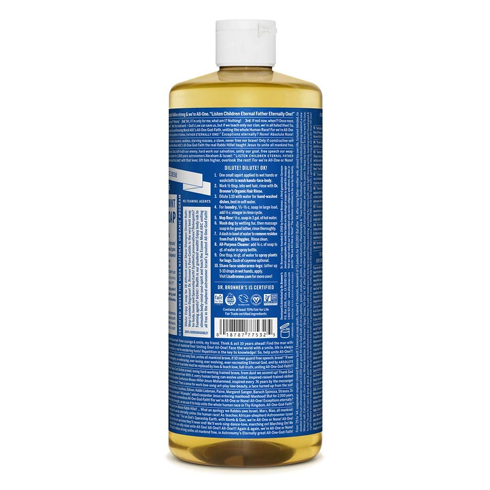 Peppermint Pure - Castile Liquid Soap 946ml [BLACK FRIDAY] - Eco Natural Products - Dr. Bronner - Liquid Soap