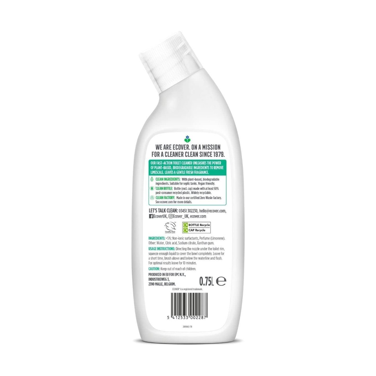 Pine & Mint Toilet Cleaner 750ml - Ecover - Toilet cleaner - Eco Natural Products