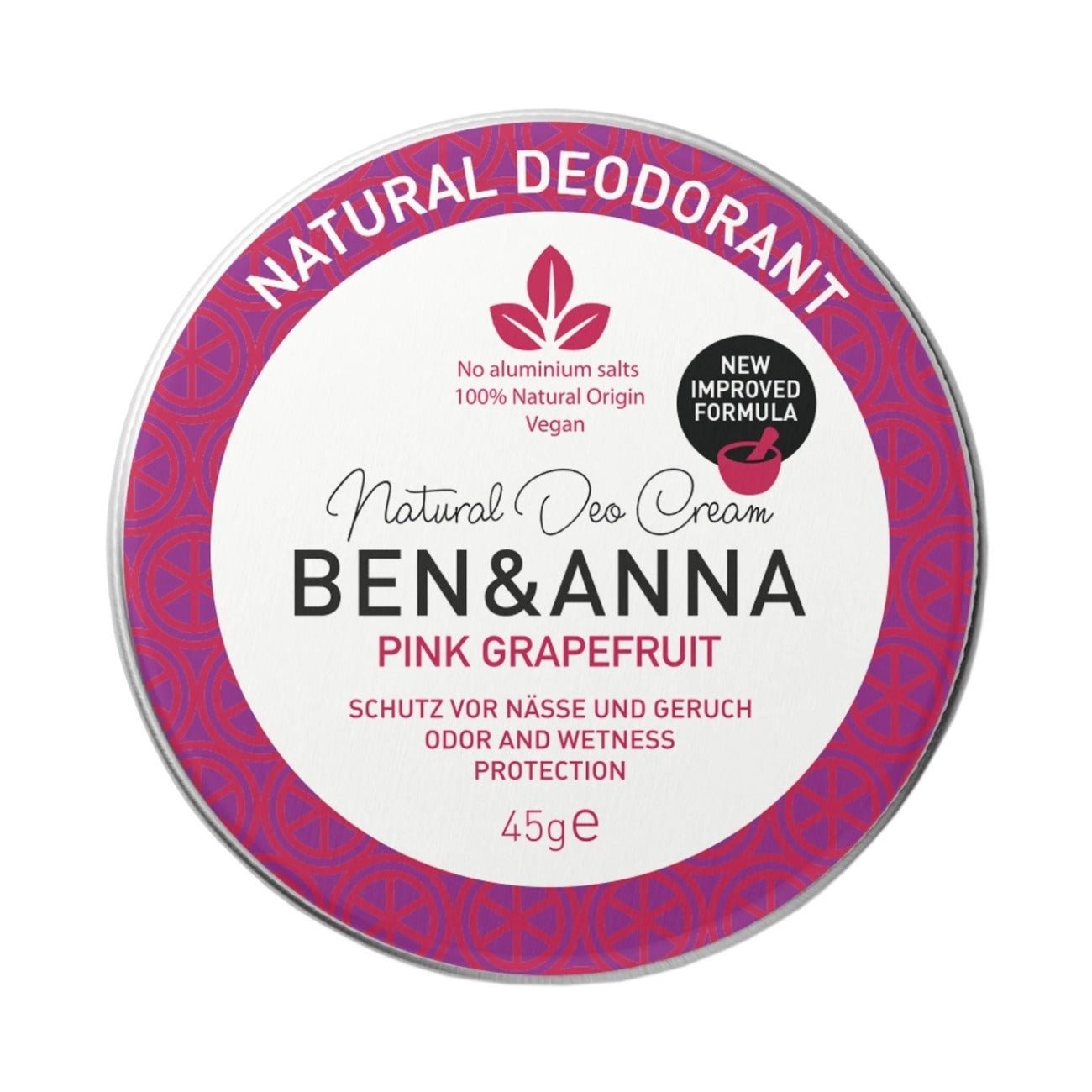 Pink Grapefruit Cream Deodorant Tin 45g - Ben & Anna - Deodorant - Eco Natural Products