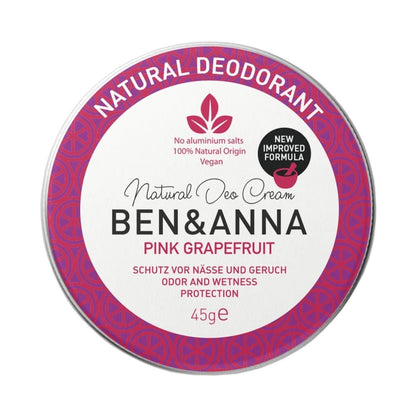 Pink Grapefruit Cream Deodorant Tin 45g - Ben & Anna - Deodorant - Eco Natural Products
