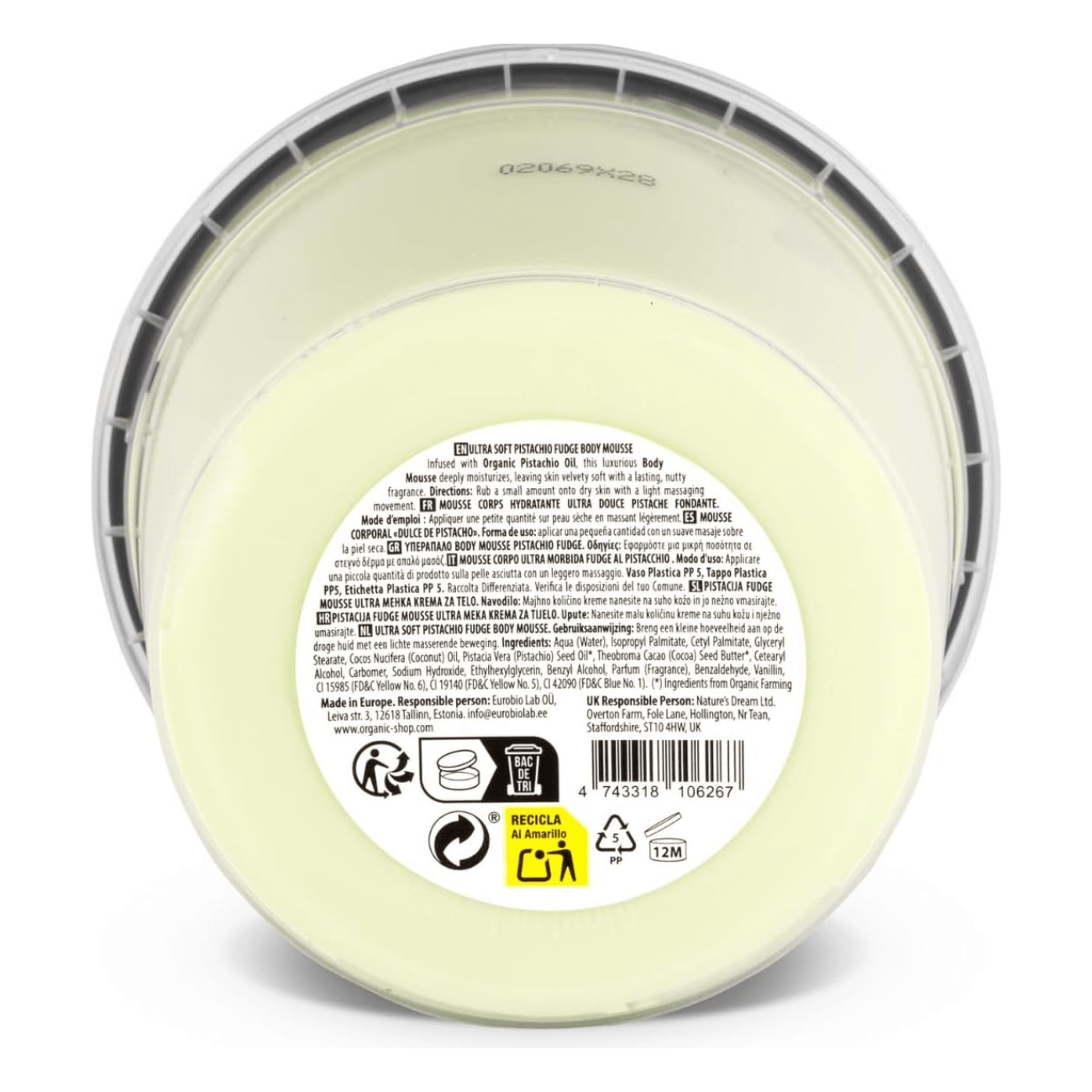 Pistachio & Cocoa Butter Body Mousse 250ml - Organic Shop - Lotions & Moisturizers - Organic Shop