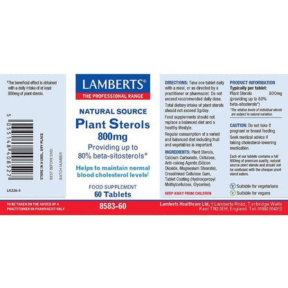 Plant Sterols 800mg 60 Tablets - Lamberts - Food Supplement - Eco Natural Products
