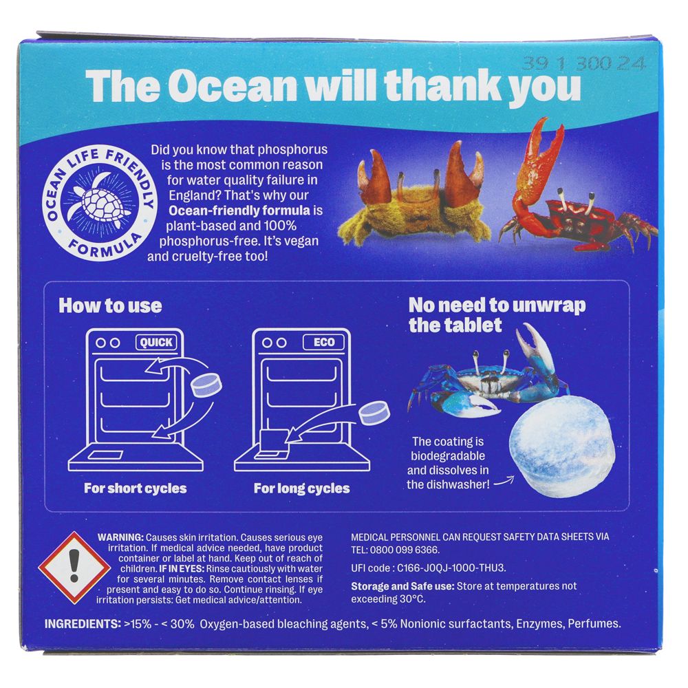 Plastic Free Eco Dishwasher Tablets 30's - Ocean Saver - Dish Detergent & Soap - Eco Natural Products