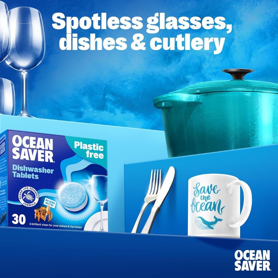 Plastic Free Eco Dishwasher Tablets 30's - Ocean Saver - Dish Detergent & Soap - Eco Natural Products