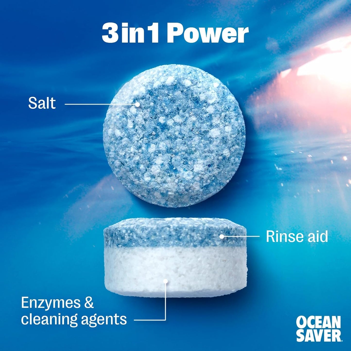 Plastic Free Eco Dishwasher Tablets 30's - Ocean Saver - Dish Detergent & Soap - Eco Natural Products