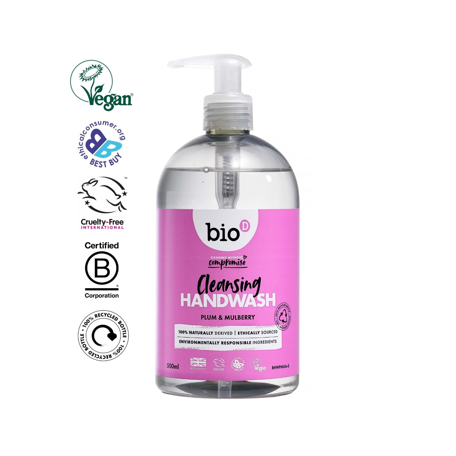 Plum and Mulberry Hand Wash 500ml - Eco Natural Products - Bio - D - Hand Soap