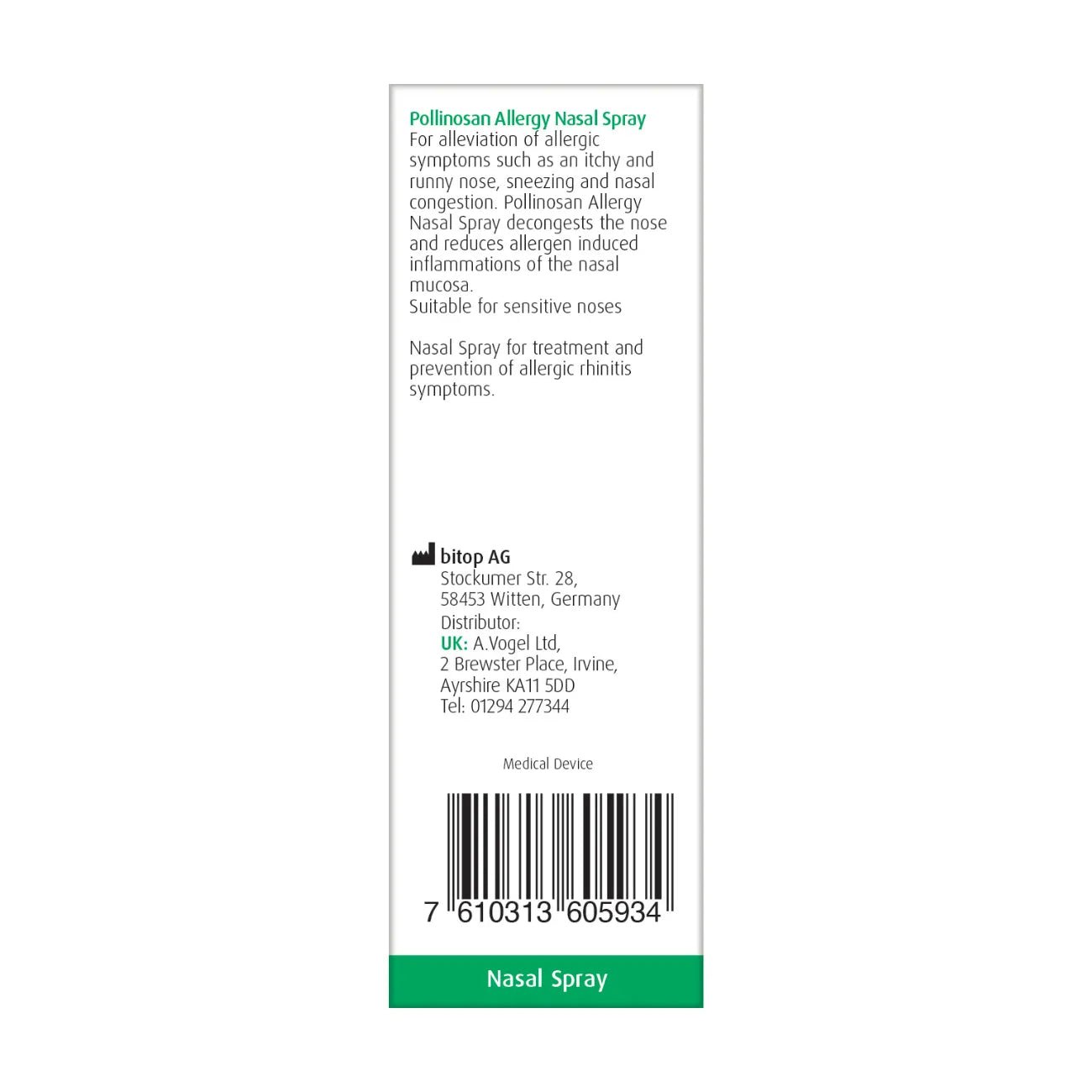 Pollinosan Allergy Nasal Spray 20ml - A. Vogel - Herbal Supplement - A. Vogel