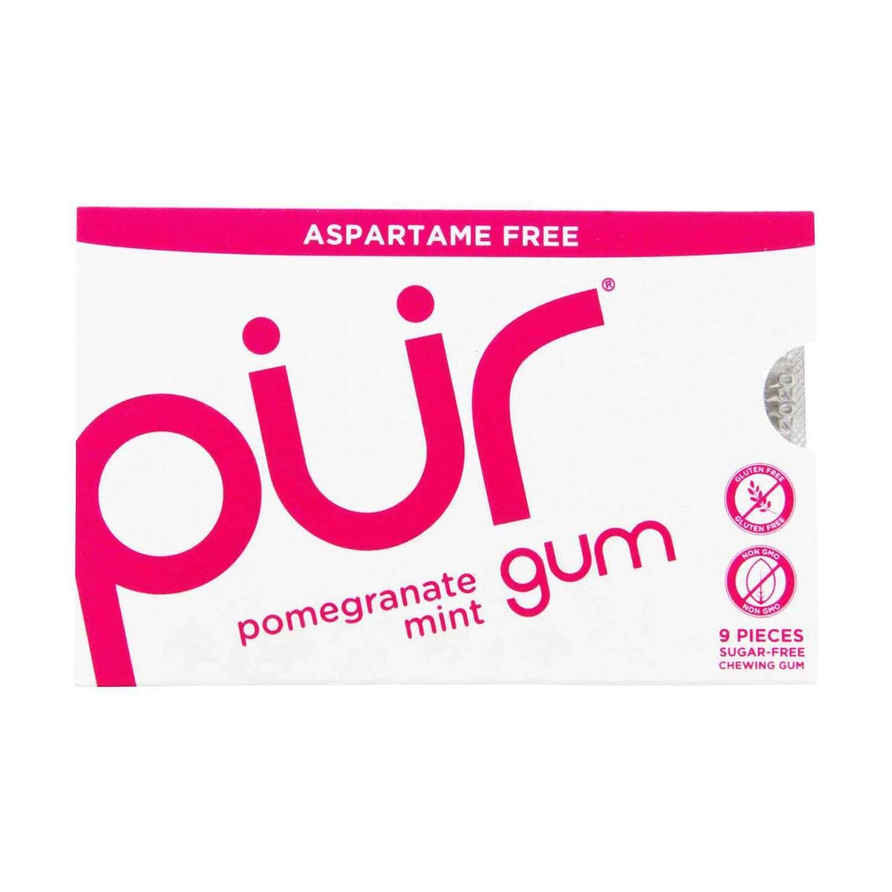 Pomegranate & Mint Gum Blister Pack 9 Pieces - Eco Natural Products - Pur - Gum