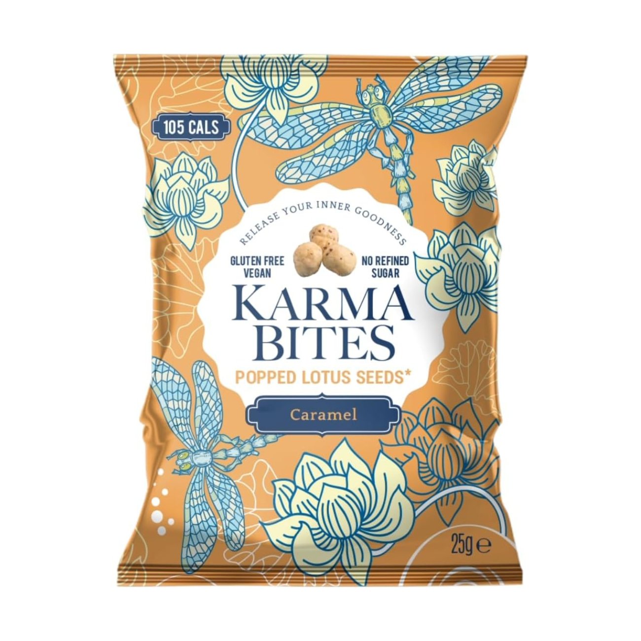 Popped Lotus Seeds Caramel 25g - Karma Bites - Snack Foods - Eco Natural Products