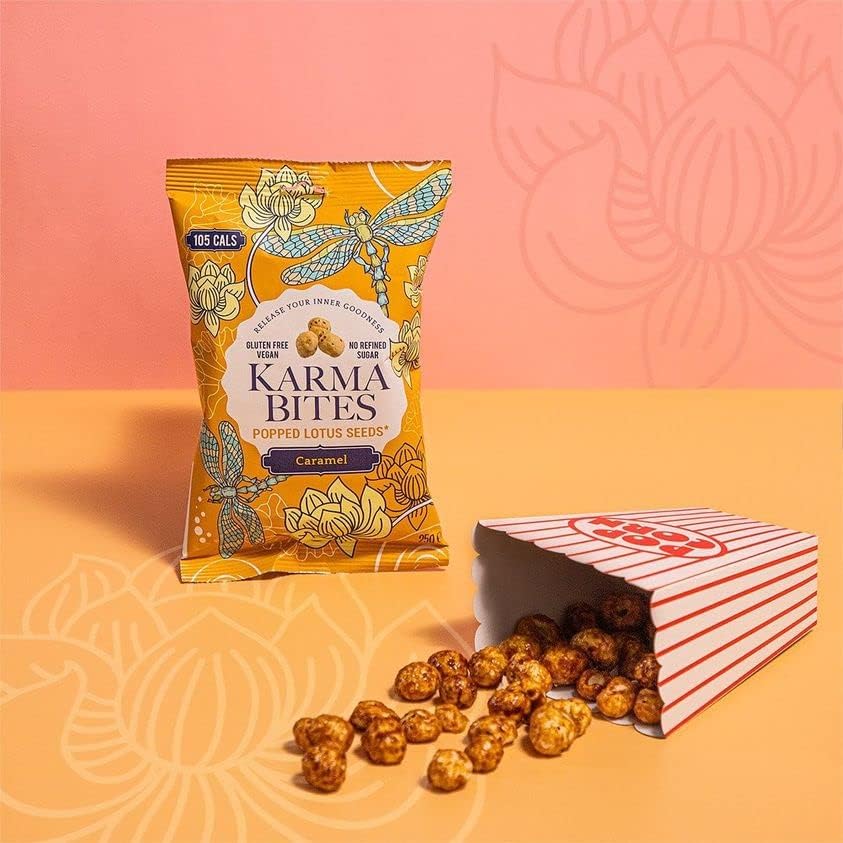 Popped Lotus Seeds Caramel 25g - Karma Bites - Snack Foods - Eco Natural Products