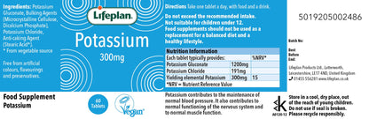 Potassium 300mg 60 Tablets - Lifeplan - Minerals - Lifeplan