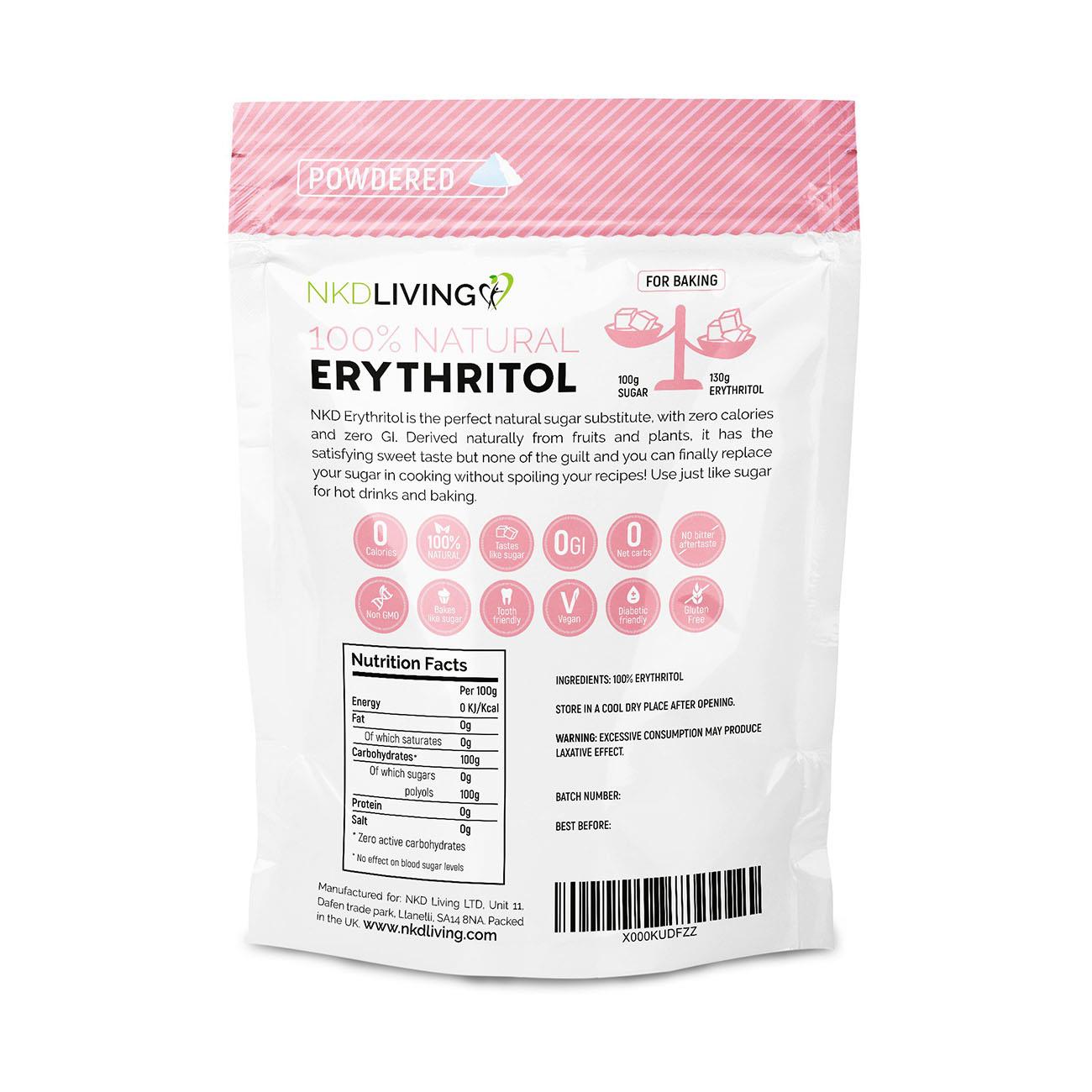Powdered Erythritol 1kg - NKD Living - Sugar Substitute - Eco Natural Products