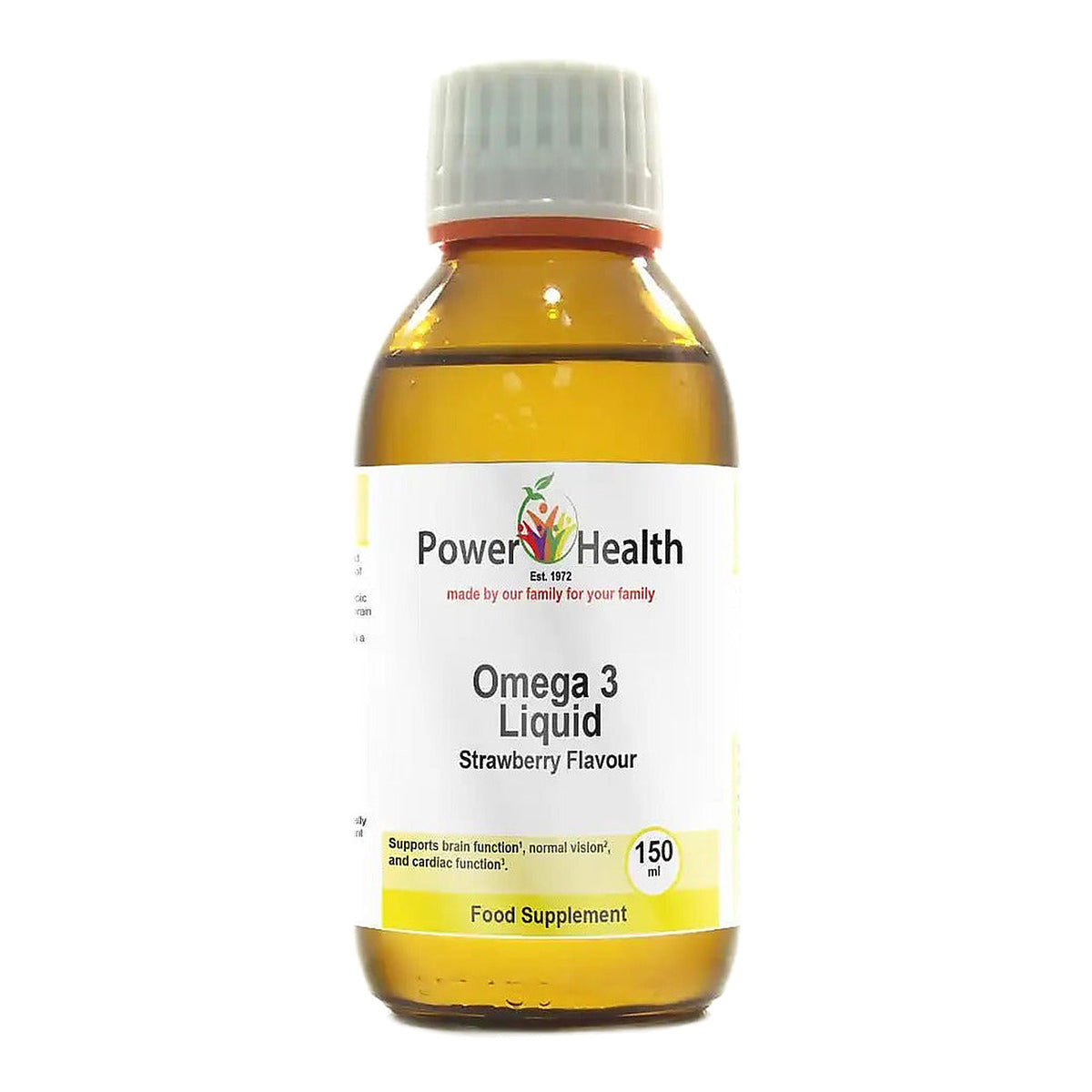 Power Health Omega 3 Liquid Strawberry Flavour 150ml front of pack