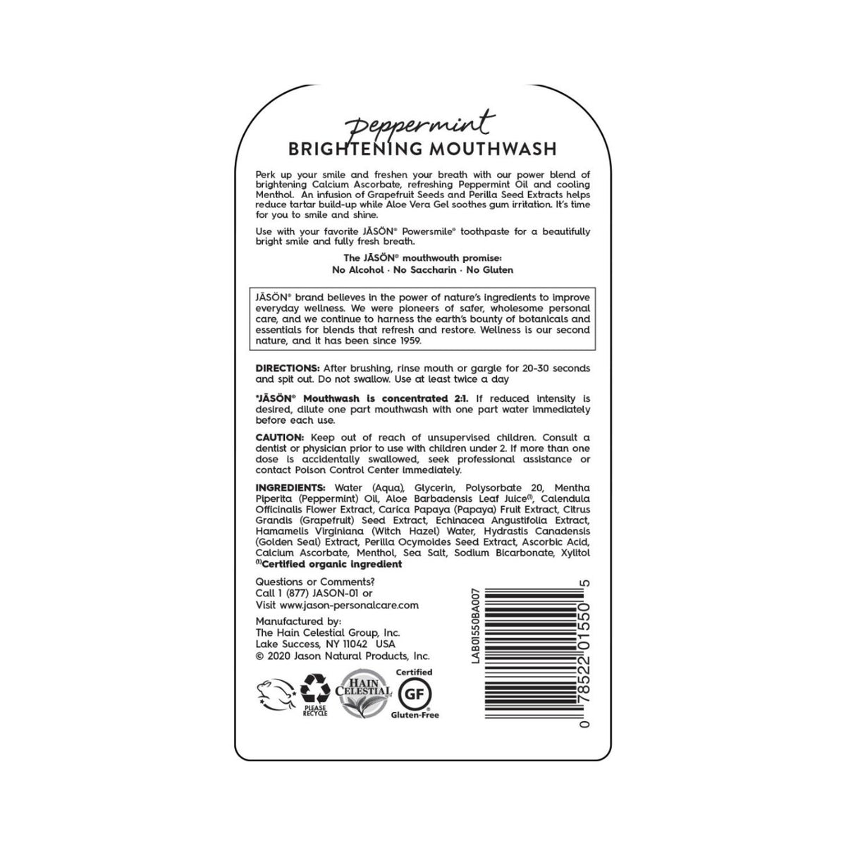 Powersmile Mouthwash 473ml - Jason - Mouthwash - Eco Natural Products