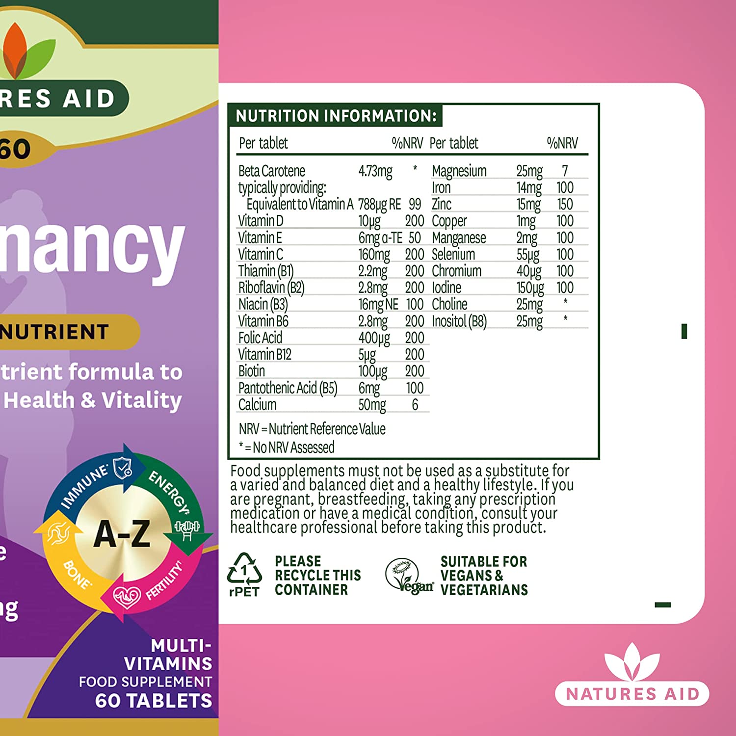 Pregnancy Multi - Vitamins & Minerals 60 Tablets - Natures Aid - Vitamins & Supplements - Eco Natural Products