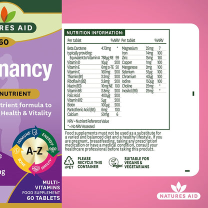 Pregnancy Multi - Vitamins & Minerals 60 Tablets - Natures Aid - Vitamins & Supplements - Eco Natural Products