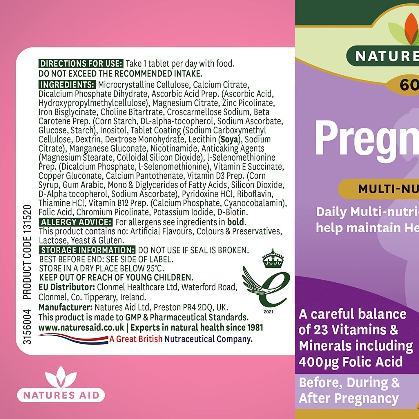 Pregnancy Multi - Vitamins & Minerals 60 Tablets - Natures Aid - Vitamins & Supplements - Eco Natural Products