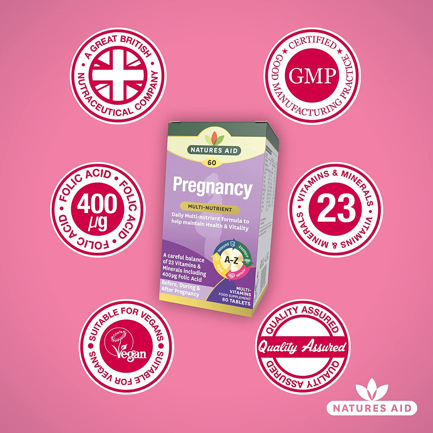 Pregnancy Multi - Vitamins & Minerals 60 Tablets - Natures Aid - Vitamins & Supplements - Eco Natural Products