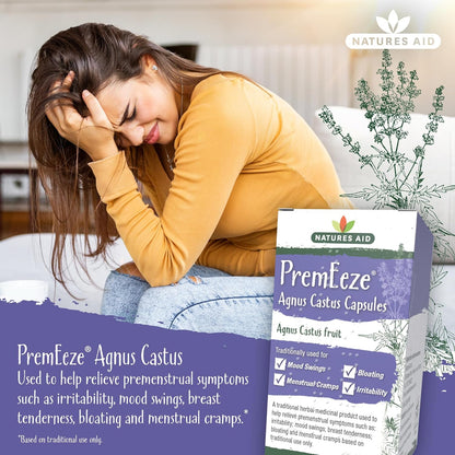 PremEeze Agnus Cactus 400mg 60 Capsules - Natures Aid - Vitamins & Supplements - Eco Natural Products
