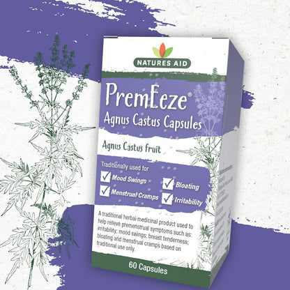 PremEeze Agnus Cactus 400mg 60 Capsules - Natures Aid - Vitamins & Supplements - Eco Natural Products